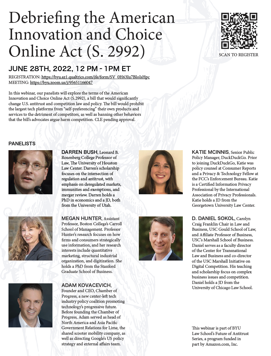 Webinar on the American Innovation and Choice Online Act Yale Journal